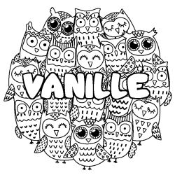 Coloriage VANILLE - d&eacute;cor Chouettes