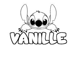 Coloriage prénom VANILLE - décor Stitch
