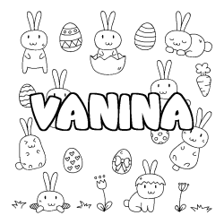 Coloriage pr&eacute;nom VANINA - d&eacute;cor Paques