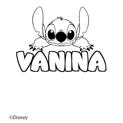Coloriage pr&eacute;nom VANINA - d&eacute;cor Stitch