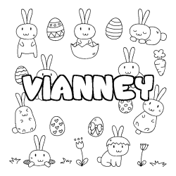 Coloriage pr&eacute;nom VIANNEY - d&eacute;cor Paques