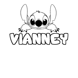 Coloriage prénom VIANNEY - décor Stitch