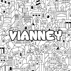 Coloriage pr&eacute;nom VIANNEY - d&eacute;cor Ville