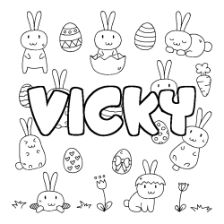 Coloriage VICKY - d&eacute;cor Paques