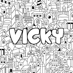 Coloriage VICKY - d&eacute;cor Ville
