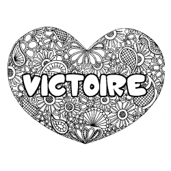 Coloriage VICTOIRE - d&eacute;cor Mandala coeur