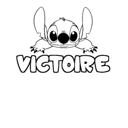 Coloriage prénom VICTOIRE - décor Stitch