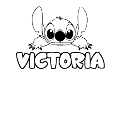 Coloriage prénom VICTORIA - décor Stitch