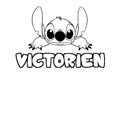 Coloriage prénom VICTORIEN - décor Stitch