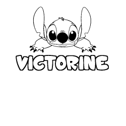 Coloriage prénom VICTORINE - décor Stitch