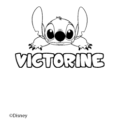 Coloriage pr&eacute;nom VICTORINE - d&eacute;cor Stitch