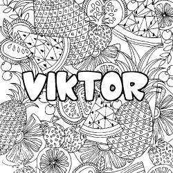 Coloriage prénom VIKTOR - décor Mandala fruits