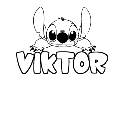 Coloriage prénom VIKTOR - décor Stitch