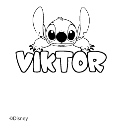 Coloriage pr&eacute;nom VIKTOR - d&eacute;cor Stitch
