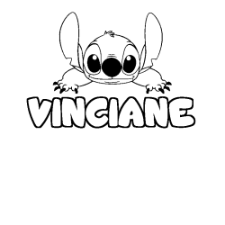 Coloriage prénom VINCIANE - décor Stitch