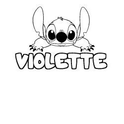 Coloriage prénom VIOLETTE - décor Stitch