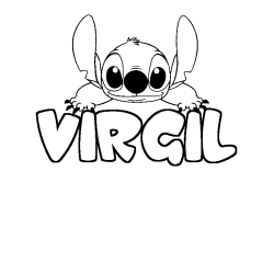 Coloriage prénom VIRGIL - décor Stitch