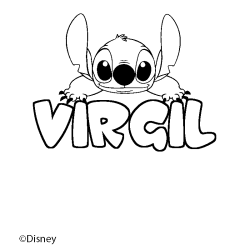 Coloriage pr&eacute;nom VIRGIL - d&eacute;cor Stitch