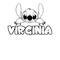 Coloriage prénom VIRGINIA - décor Stitch