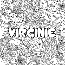 Coloriage pr&eacute;nom VIRGINIE - d&eacute;cor Mandala fruits