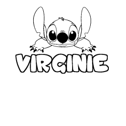 Coloriage prénom VIRGINIE - décor Stitch