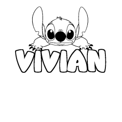Coloriage prénom VIVIAN - décor Stitch