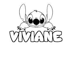 Coloriage prénom VIVIANE - décor Stitch