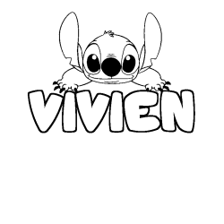 Coloriage prénom VIVIEN - décor Stitch