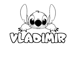 Coloriage prénom VLADIMIR - décor Stitch