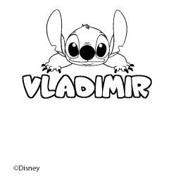 Coloriage pr&eacute;nom VLADIMIR - d&eacute;cor Stitch