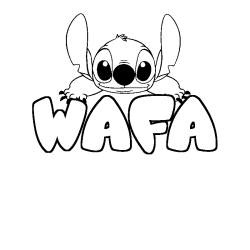 Coloriage prénom WAFA - décor Stitch