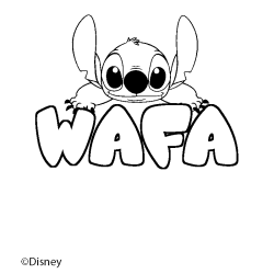 Coloriage pr&eacute;nom WAFA - d&eacute;cor Stitch