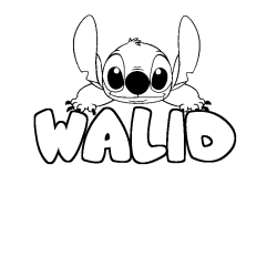 Coloriage prénom WALID - décor Stitch