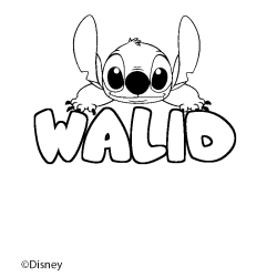 Coloriage pr&eacute;nom WALID - d&eacute;cor Stitch