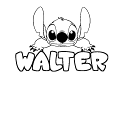 Coloriage prénom WALTER - décor Stitch