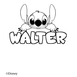 Coloriage pr&eacute;nom WALTER - d&eacute;cor Stitch
