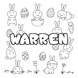 Coloriage pr&eacute;nom WARREN - d&eacute;cor Paques