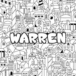 Coloriage prénom WARREN - décor Ville
