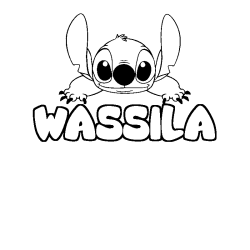 Coloriage prénom WASSILA - décor Stitch