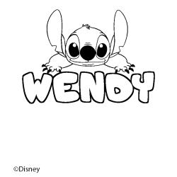 Coloriage pr&eacute;nom WENDY - d&eacute;cor Stitch