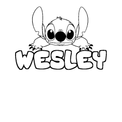 Coloriage prénom WESLEY - décor Stitch