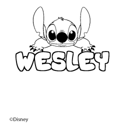 Coloriage pr&eacute;nom WESLEY - d&eacute;cor Stitch