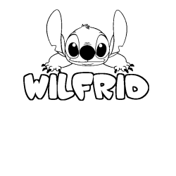 Coloriage prénom WILFRID - décor Stitch