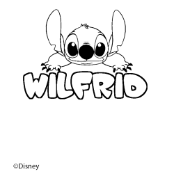 Coloriage pr&eacute;nom WILFRID - d&eacute;cor Stitch