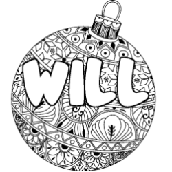 Coloriage pr&eacute;nom WILL - d&eacute;cor Boule de No&euml;l