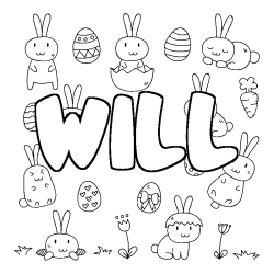 Coloriage pr&eacute;nom WILL - d&eacute;cor Paques