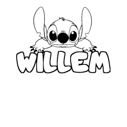 Coloriage prénom WILLEM - décor Stitch