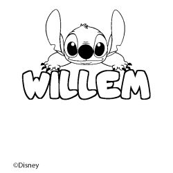 Coloriage pr&eacute;nom WILLEM - d&eacute;cor Stitch