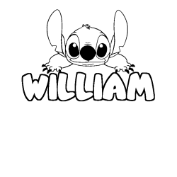 Coloriage prénom WILLIAM - décor Stitch