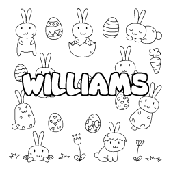 Coloriage pr&eacute;nom WILLIAMS - d&eacute;cor Paques